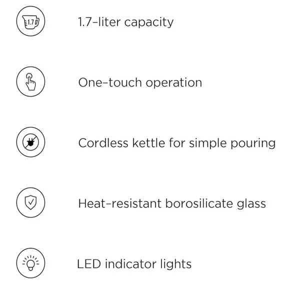 Chefman Electric Glass Kettle with LED Lights - Picture 4 of 4